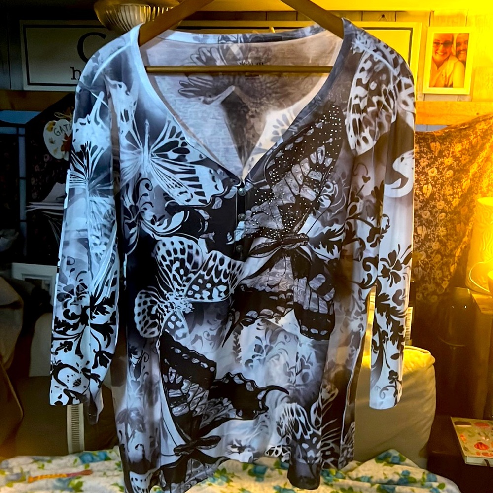 Black and white butterfly print